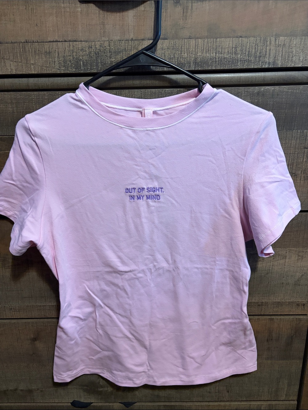SKIMS Pink Short Sleeve Crewneck Tee with Center Embroidery